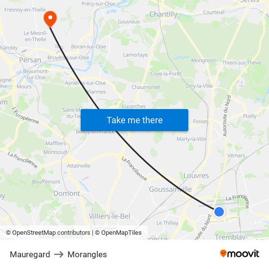 Mauregard to Morangles map