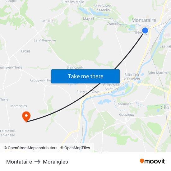 Montataire to Morangles map