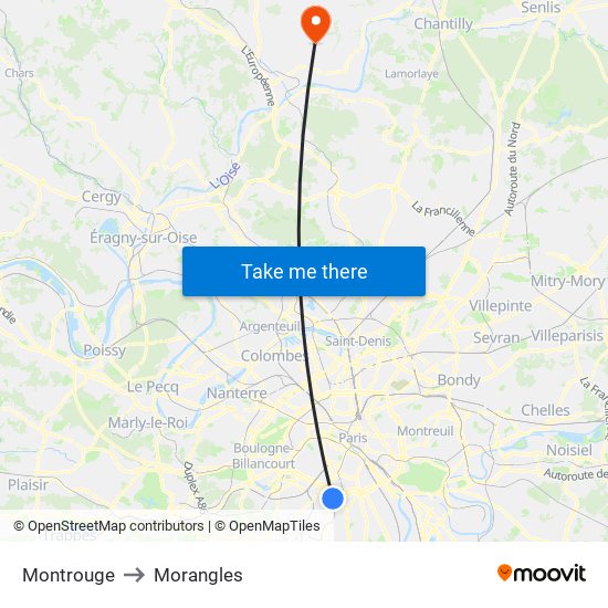 Montrouge to Morangles map