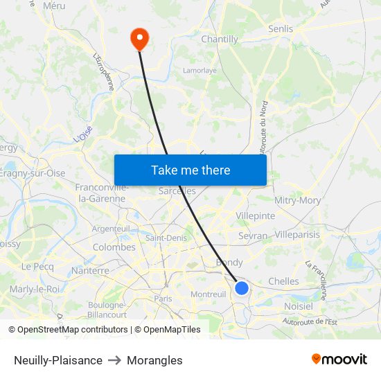 Neuilly-Plaisance to Morangles map