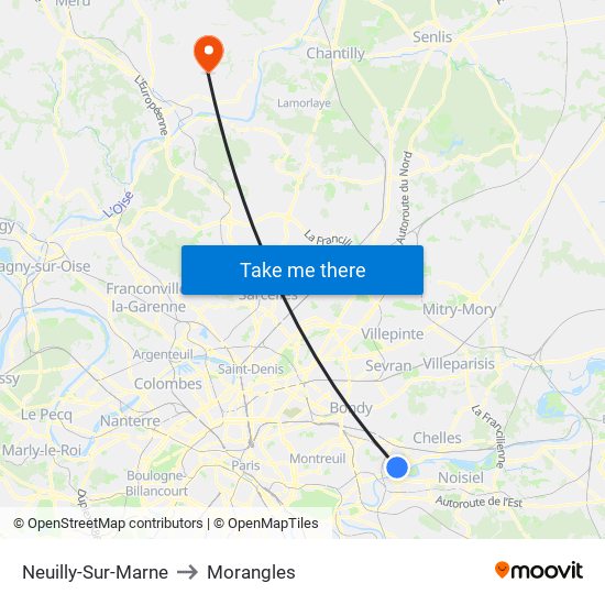 Neuilly-Sur-Marne to Morangles map