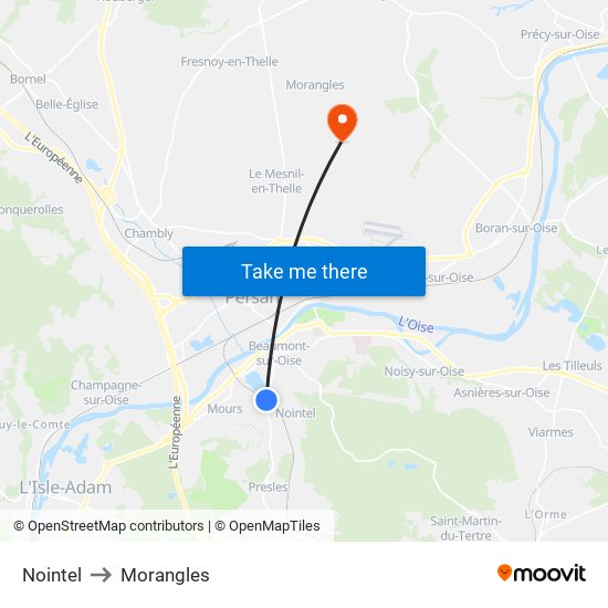 Nointel to Morangles map