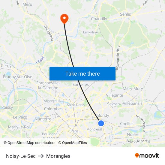 Noisy-Le-Sec to Morangles map