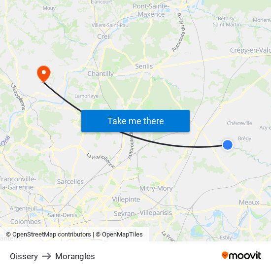 Oissery to Morangles map