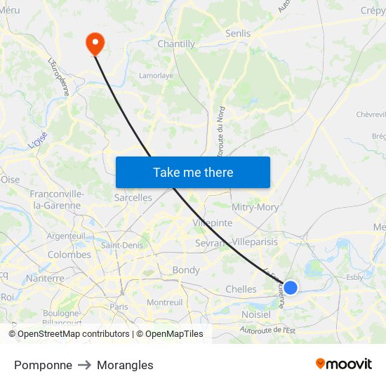 Pomponne to Morangles map