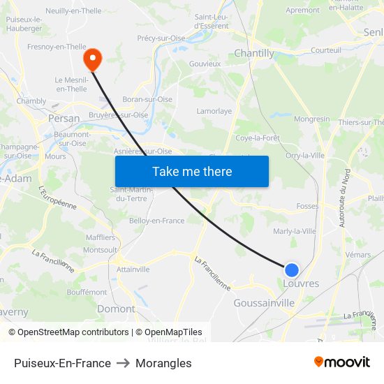 Puiseux-En-France to Morangles map