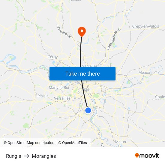 Rungis to Morangles map