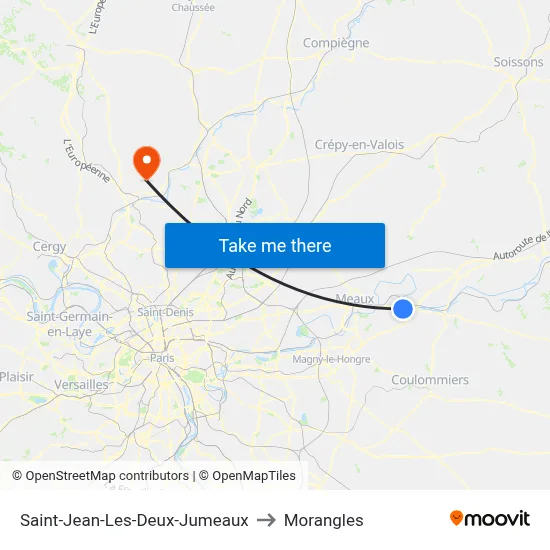 Saint-Jean-Les-Deux-Jumeaux to Morangles map