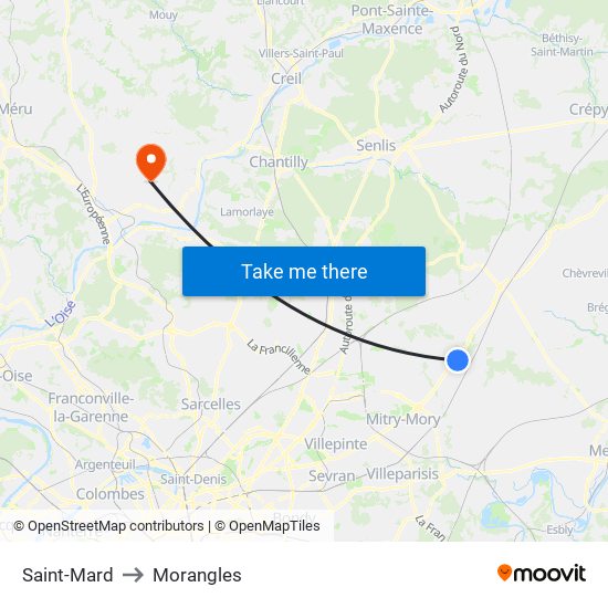 Saint-Mard to Morangles map