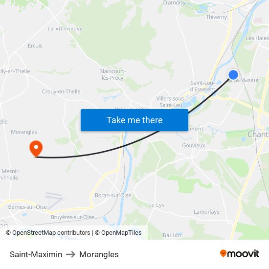 Saint-Maximin to Morangles map