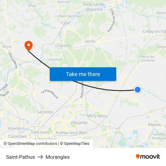 Saint-Pathus to Morangles map