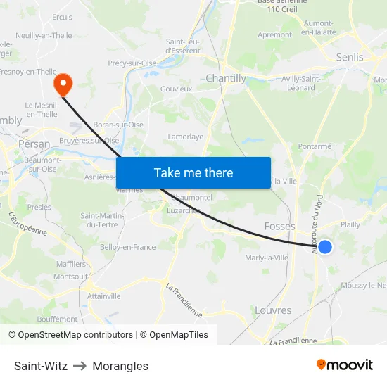 Saint-Witz to Morangles map