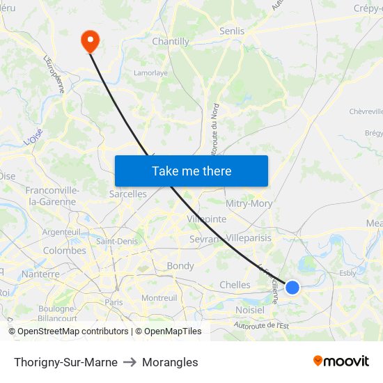 Thorigny-Sur-Marne to Morangles map