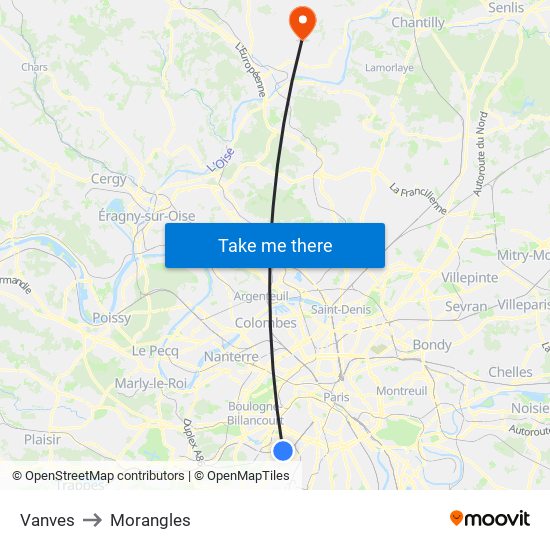 Vanves to Morangles map
