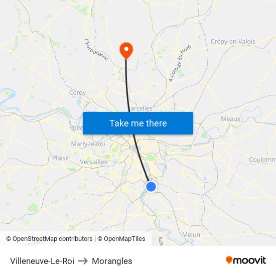 Villeneuve-Le-Roi to Morangles map