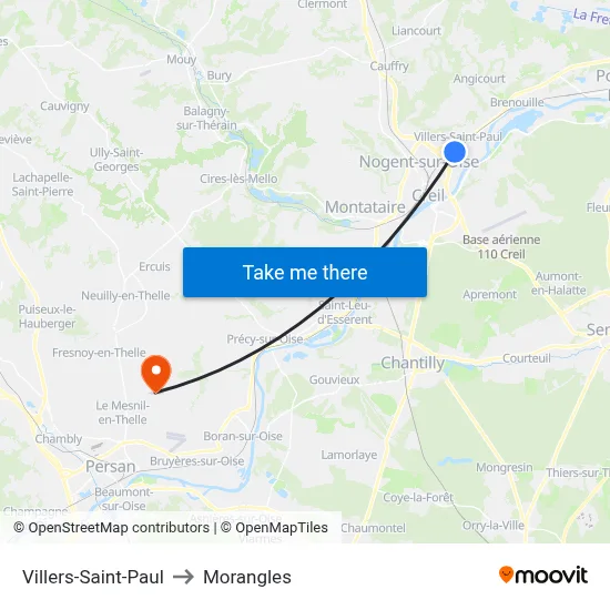 Villers-Saint-Paul to Morangles map