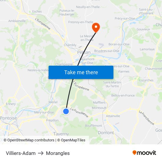 Villiers-Adam to Morangles map