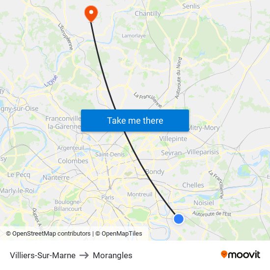 Villiers-Sur-Marne to Morangles map