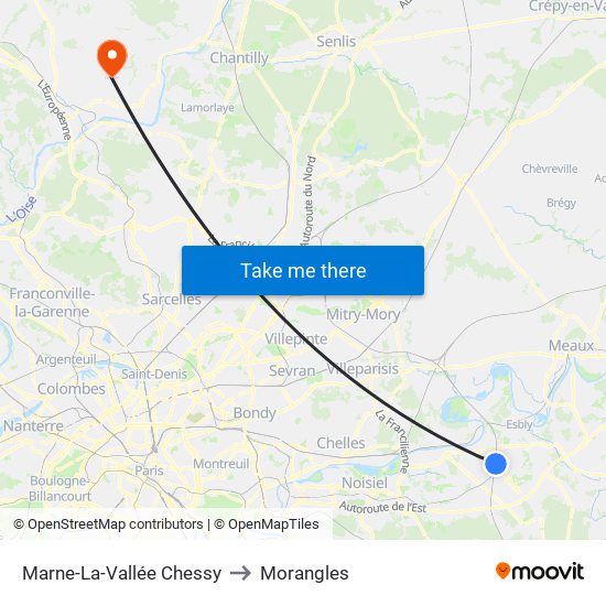 Marne-La-Vallée Chessy to Morangles map