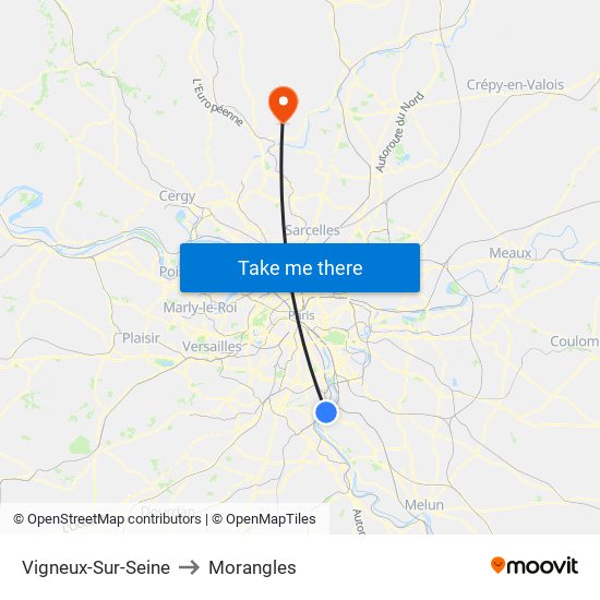 Vigneux-Sur-Seine to Morangles map