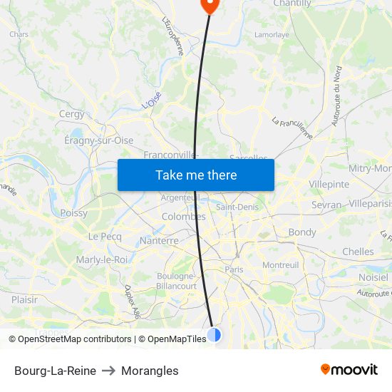 Bourg-La-Reine to Morangles map