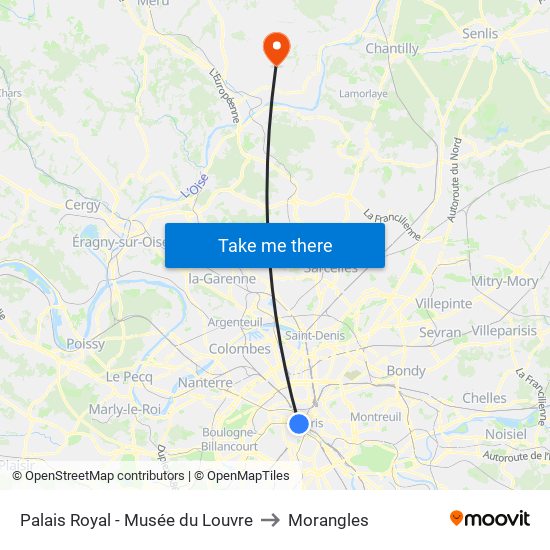 Palais Royal - Musée du Louvre to Morangles map
