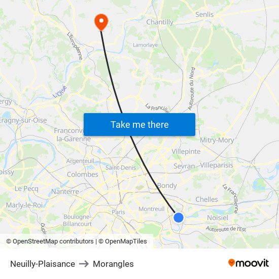 Neuilly-Plaisance to Morangles map