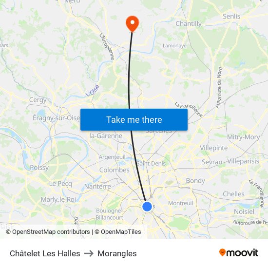 Châtelet Les Halles to Morangles map