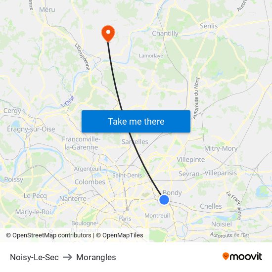 Noisy-Le-Sec to Morangles map