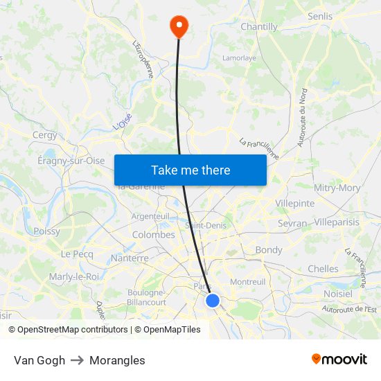 Van Gogh to Morangles map