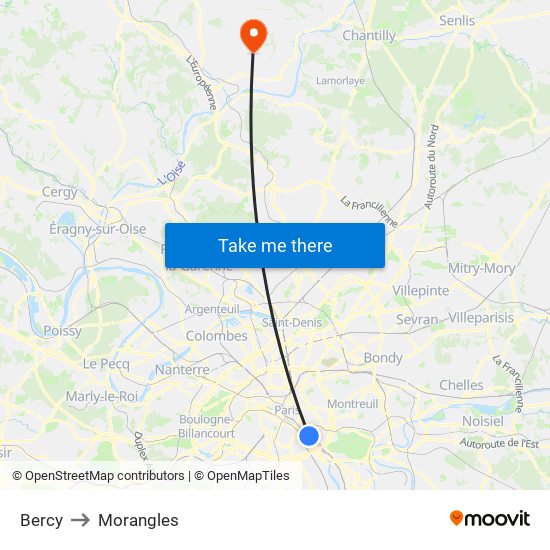 Bercy to Morangles map