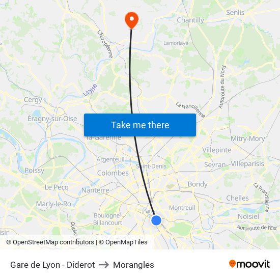 Gare de Lyon - Diderot to Morangles map