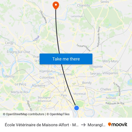 École Vétérinaire de Maisons-Alfort - Métro to Morangles map