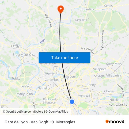 Gare de Lyon - Van Gogh to Morangles map