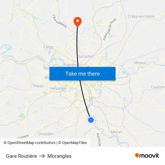 Gare Routière to Morangles map