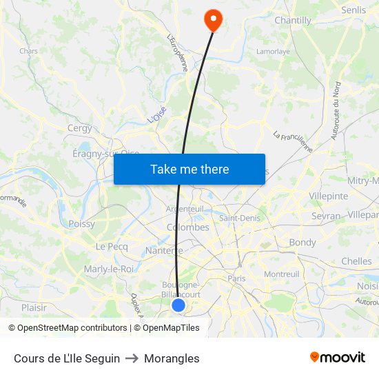 Cours de L'Ile Seguin to Morangles map