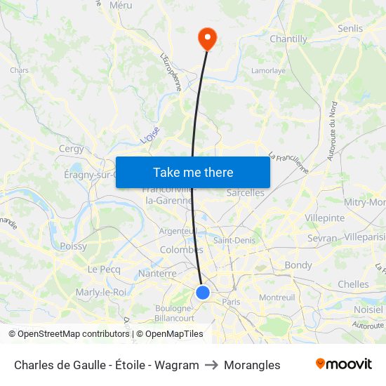 Charles de Gaulle - Étoile - Wagram to Morangles map
