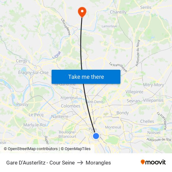 Gare D'Austerlitz - Cour Seine to Morangles map