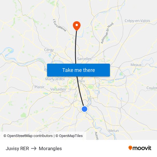 Juvisy RER to Morangles map