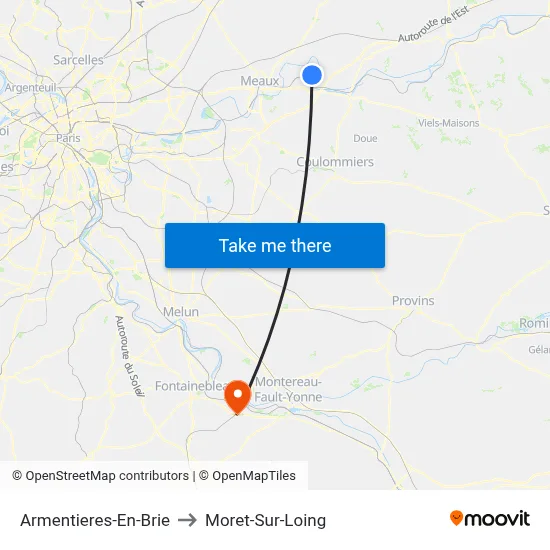 Armentieres-En-Brie to Moret-Sur-Loing map