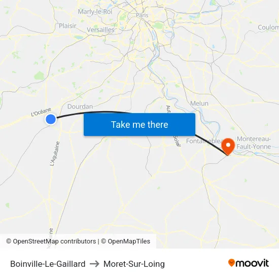 Boinville-Le-Gaillard to Moret-Sur-Loing map