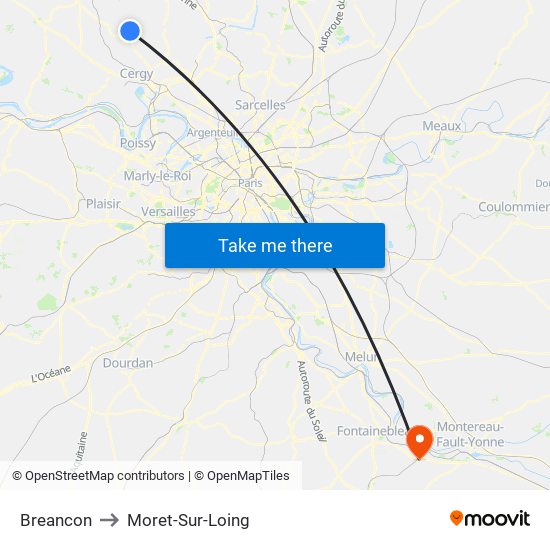 Breancon to Moret-Sur-Loing map