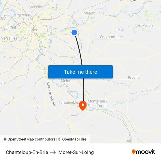 Chanteloup-En-Brie to Moret-Sur-Loing map