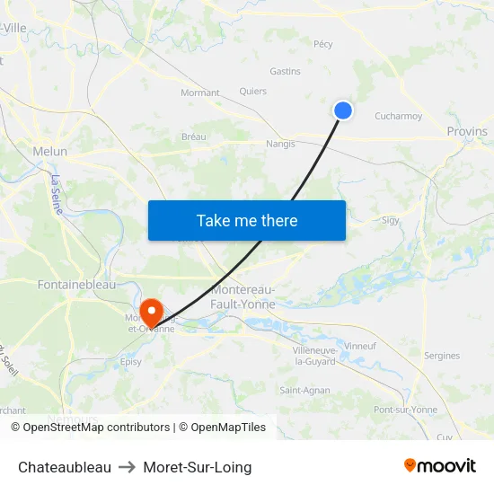 Chateaubleau to Moret-Sur-Loing map