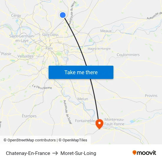 Chatenay-En-France to Moret-Sur-Loing map