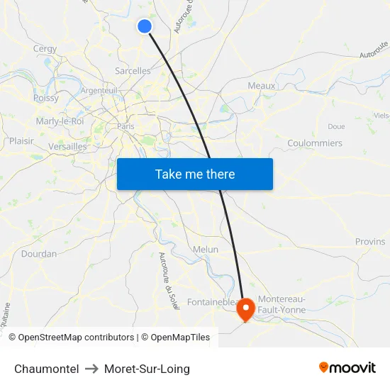Chaumontel to Moret-Sur-Loing map