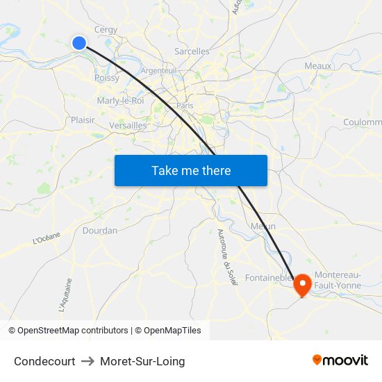 Condecourt to Moret-Sur-Loing map
