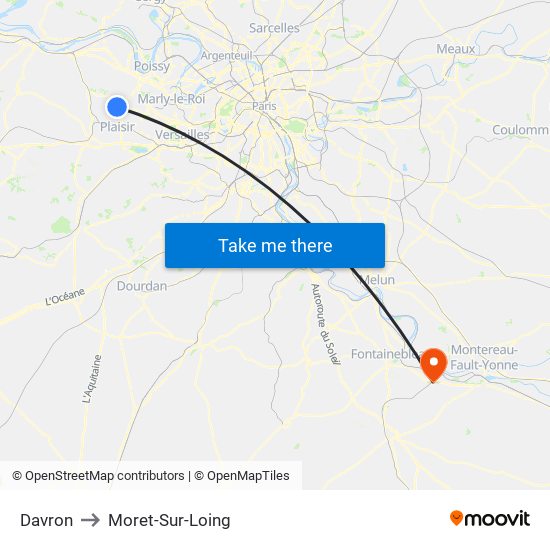 Davron to Moret-Sur-Loing map
