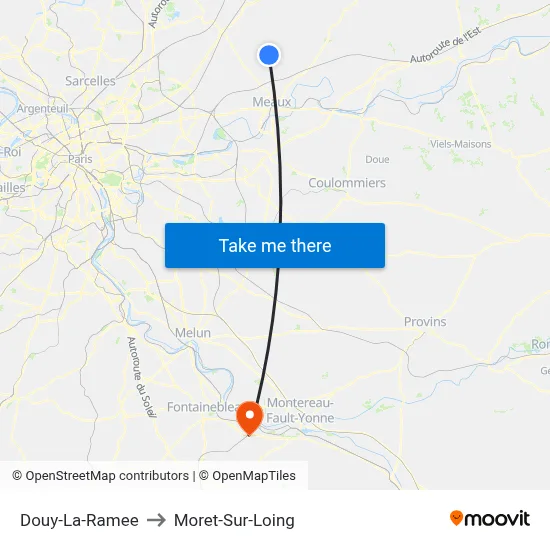 Douy-La-Ramee to Moret-Sur-Loing map