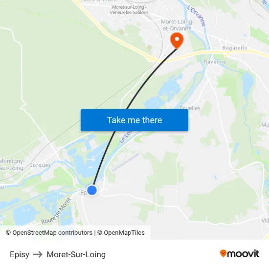 Episy to Moret-Sur-Loing map